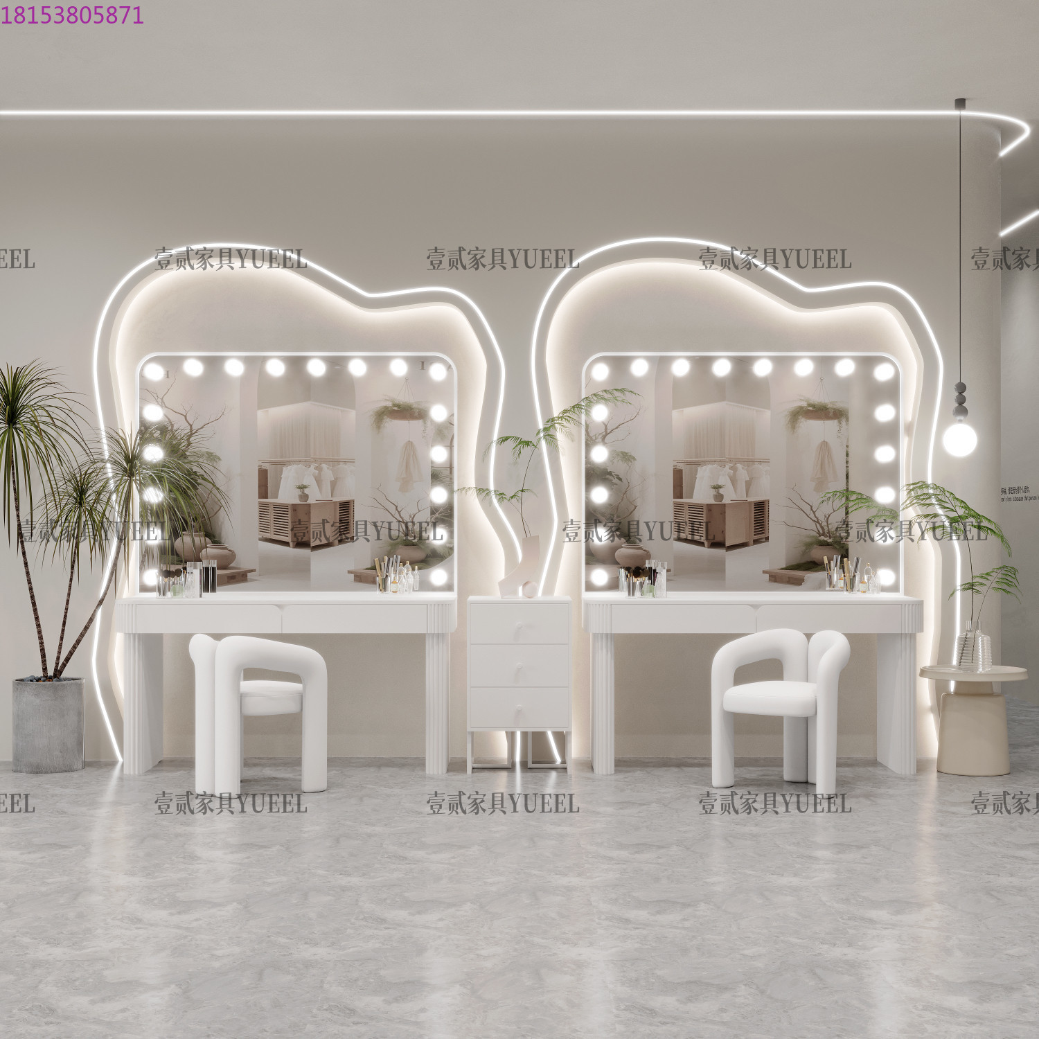 Beauty Makeup Bridal - Makeup table with lamp, senior bridal