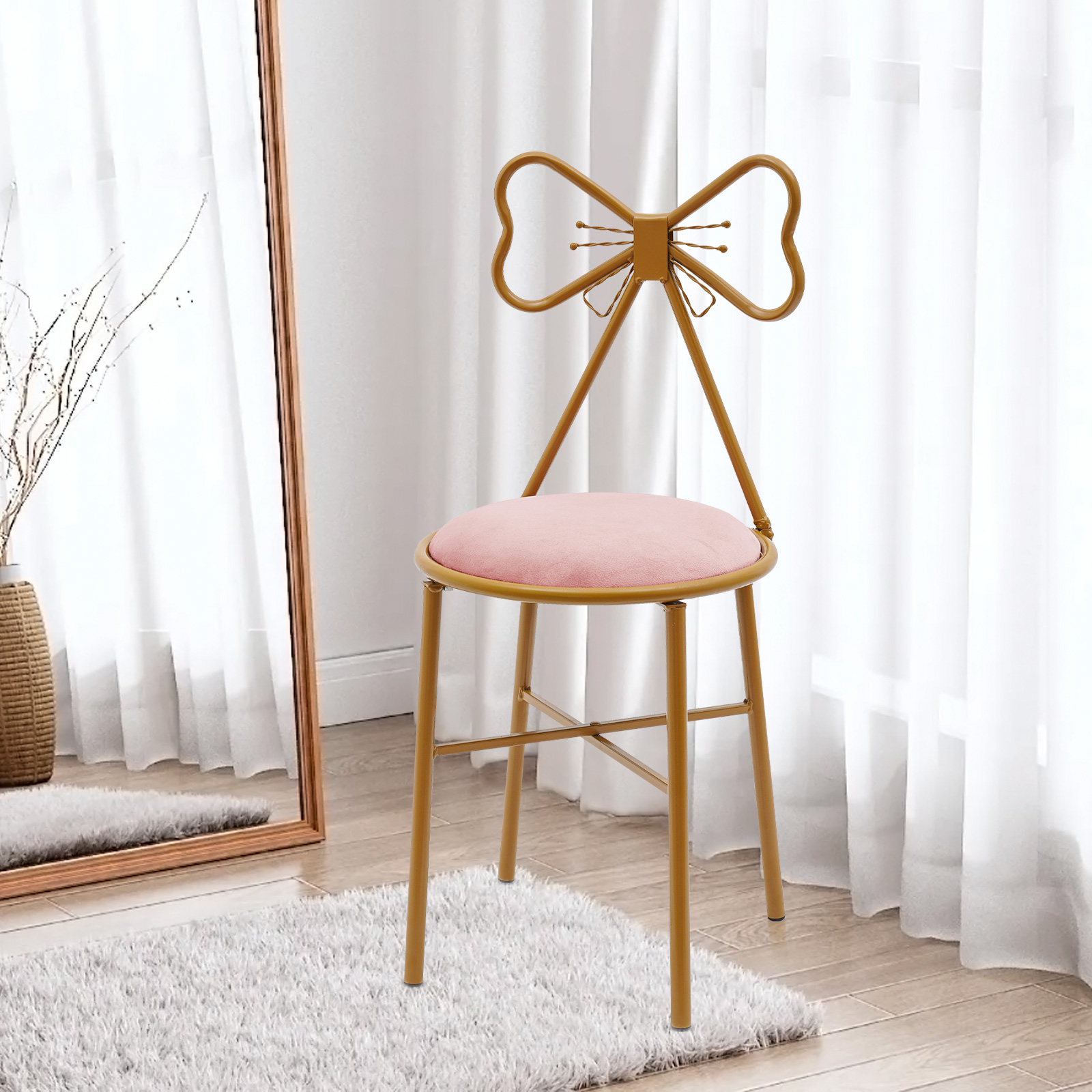 Beauty Makeup Chair - Butterfly Bow Tie Vanity Chair Modern