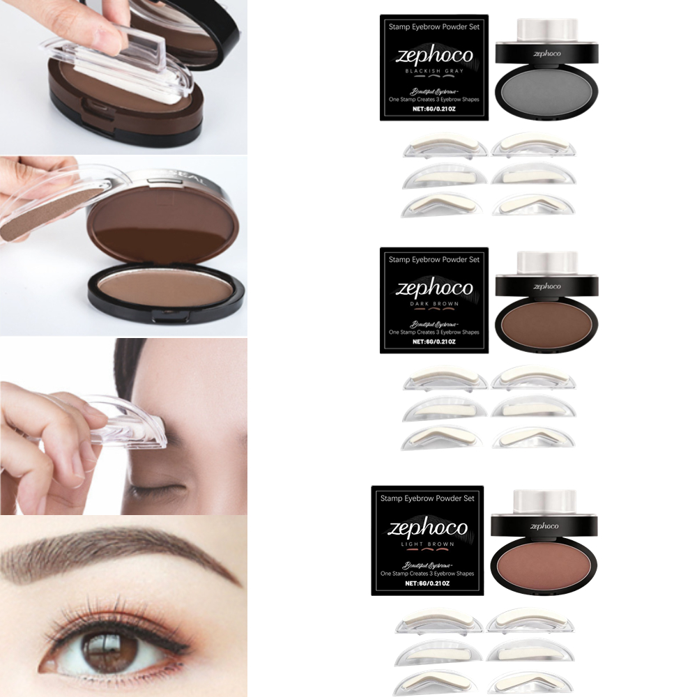 Beauty Mark Makeup - Natural Eyebrow Powder Stamp Stencil Kit