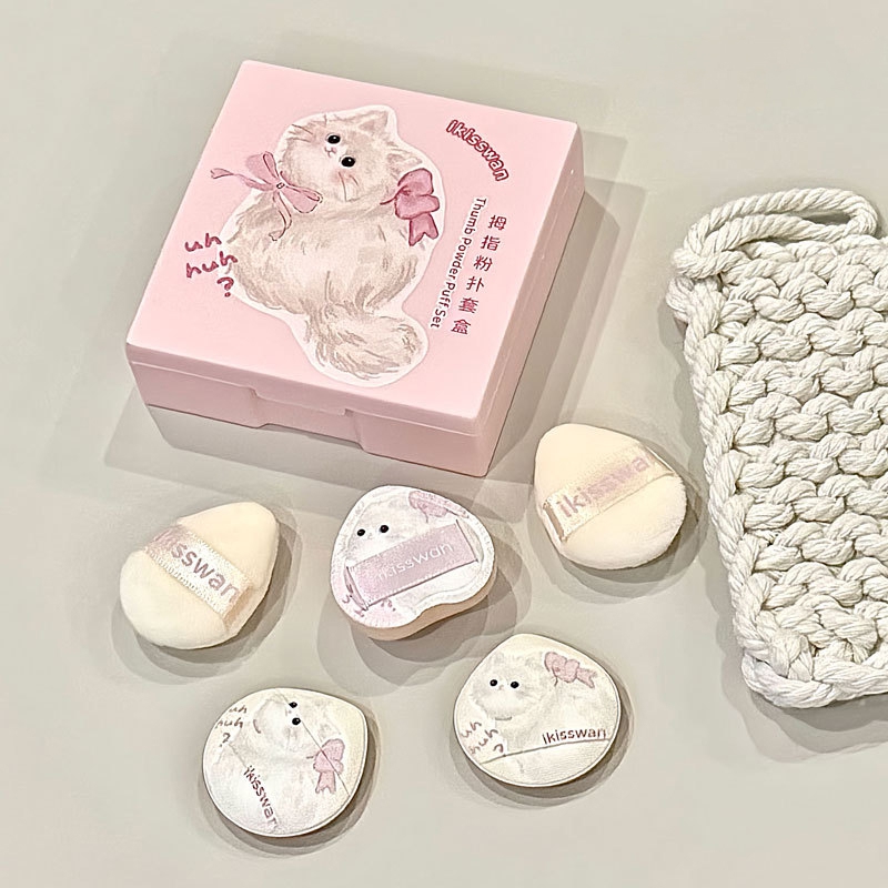 5Pcs Cute Mini Finger Puff Set - Makeup Beauty Set review and price