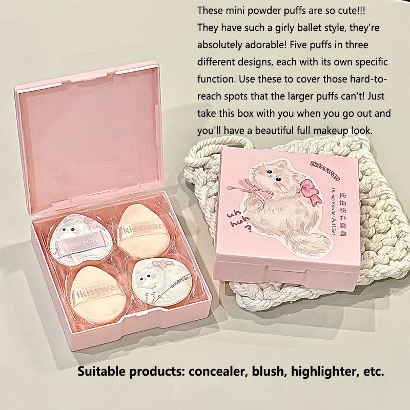 5Pcs Cute Mini Finger Puff Set - Makeup Beauty Set review and price