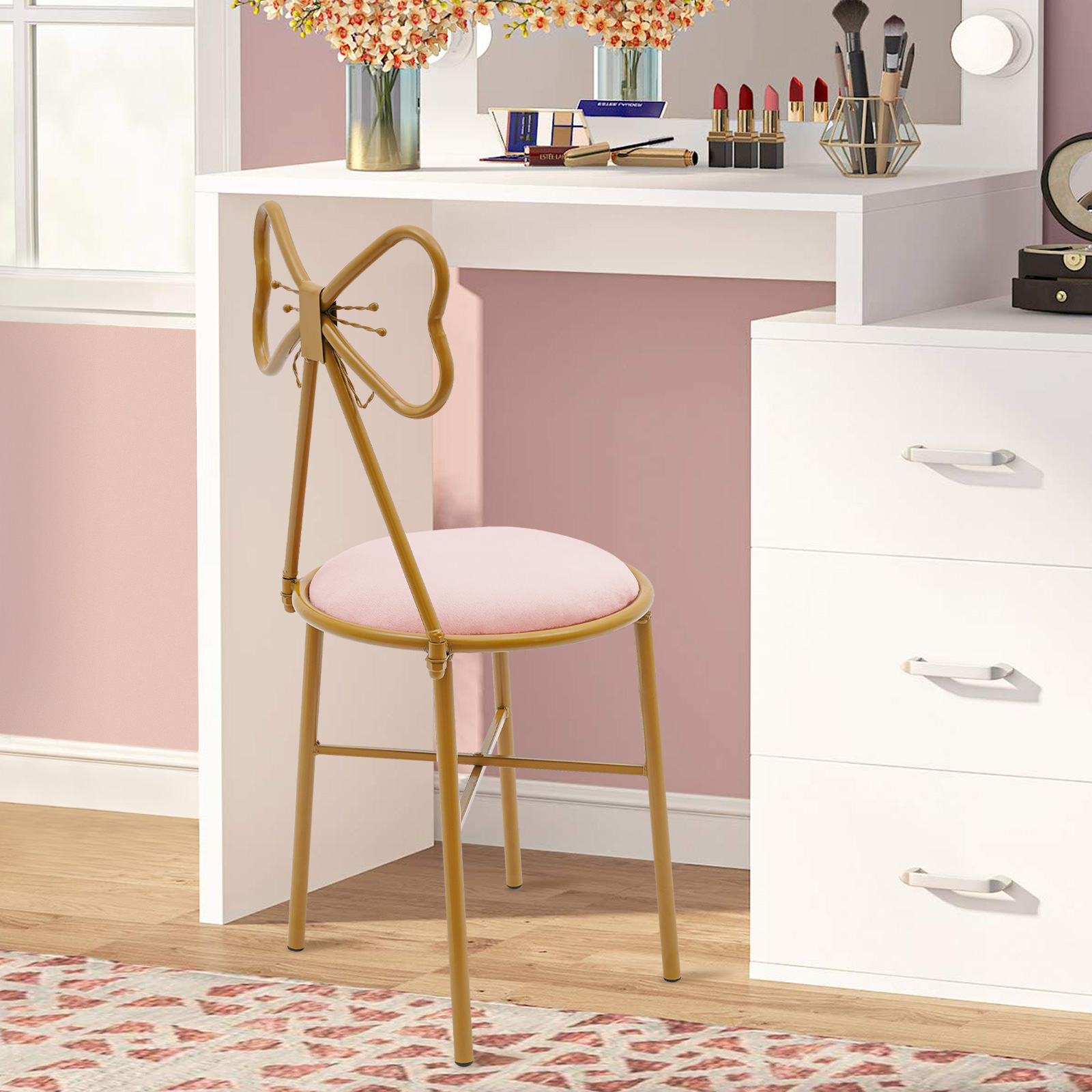 Butterfly Bow Tie Vanity Chair - Beauty Makeup Chair review and price