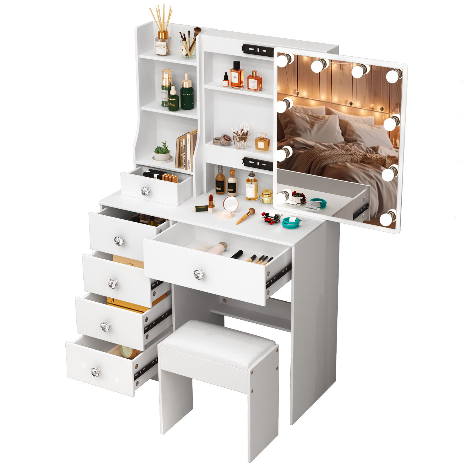 White Makeup Vanity Desk with  - X Beauty Makeup review and price